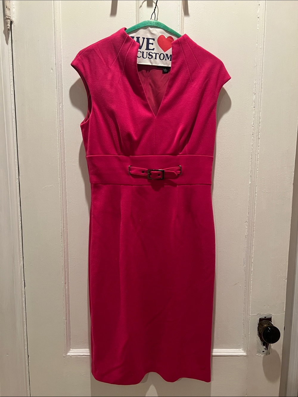 Adrianna Papell Fuchsia Sheath Dress with Belt
